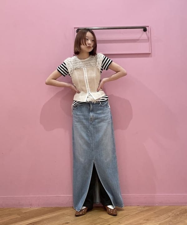 水野 萌香さんの「BEAMS WOMEN｜Ray BEAMS / フリンジ 2Way ノースリーブ トップス」を使ったコーディネート