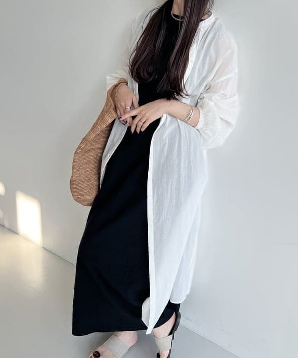 隈元 楓さんの「BEAMS WOMEN｜Demi-Luxe BEAMS / KHADI タッセル シャツワンピース」を使ったコーディネート