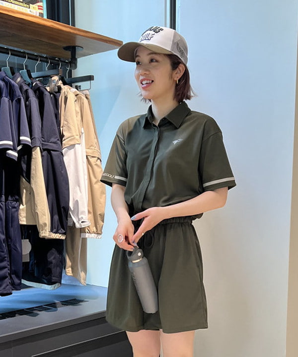 ビームスゴルフ グレー マーブル模様 スリムフィットパンツ