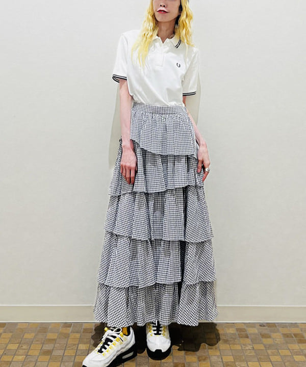 ひるてぃさんの「BEAMS WOMEN｜Ray BEAMS / シアー ギンガム ティアード スカート」を使ったコーディネート