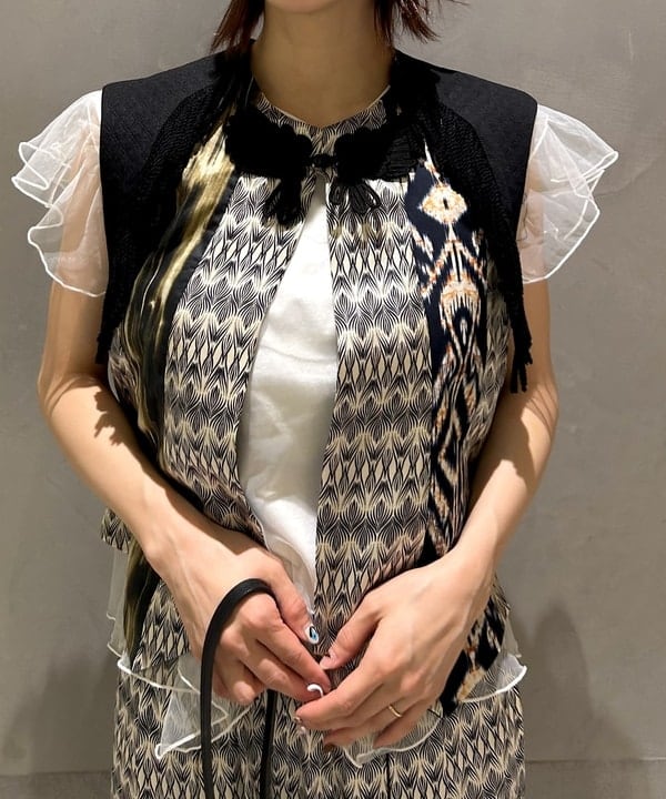 ササキさんの「BEAMS WOMEN｜Ray BEAMS / チュール レイヤー フリル スリーブ Tシャツ」を使ったコーディネート