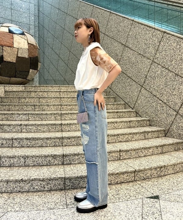 あすかさんの「BEAMS WOMEN｜Ray BEAMS / ダメージ デニム パンツ」を使ったコーディネート