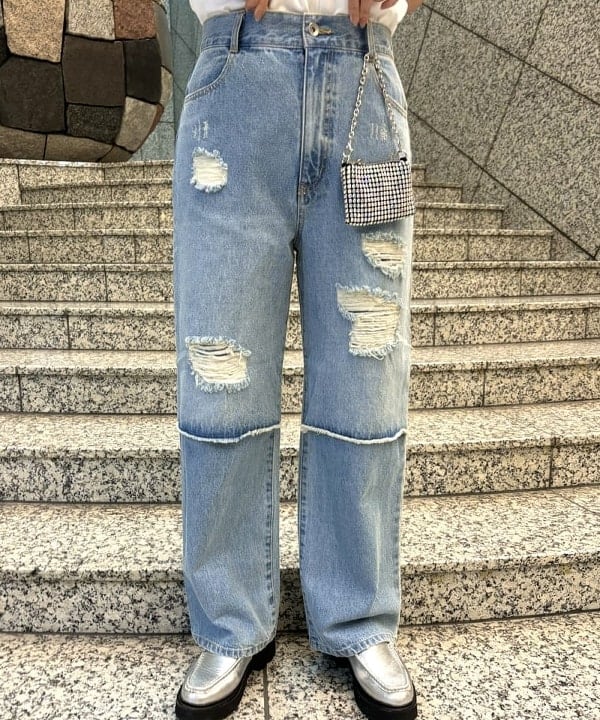 あすかさんの「BEAMS WOMEN｜Ray BEAMS / ダメージ デニム パンツ」を使ったコーディネート