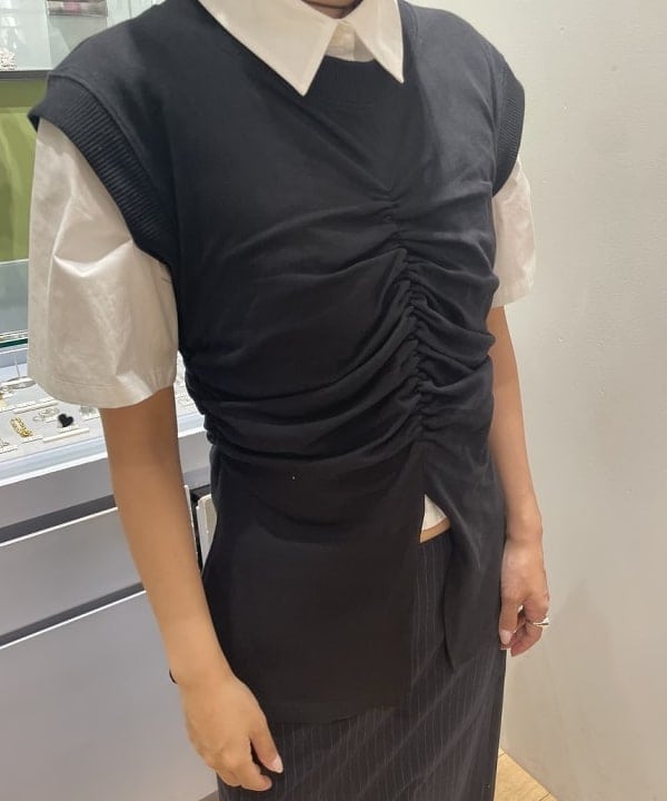 キホさんの「BEAMS WOMEN｜Ray BEAMS / ギャザー フロント ノースリーブ カットソー」を使ったコーディネート