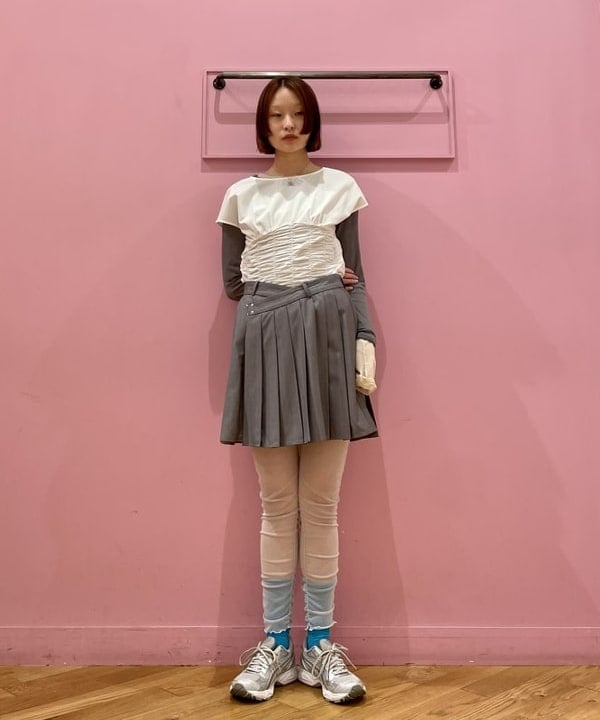 水野 萌香さんの「BEAMS WOMEN｜Ray BEAMS / シャーリング ギャザー ウエスト フレンチスリーブ トップス」を使ったコーディネート