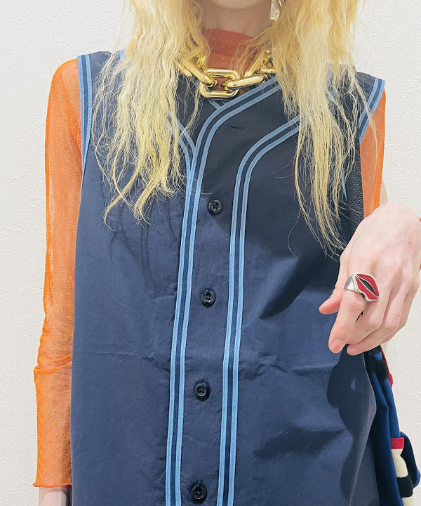 ひるてぃさんの「BEAMS WOMEN｜BEAMS BOY / ベースボール ノースリーブ シャツ」を使ったコーディネート