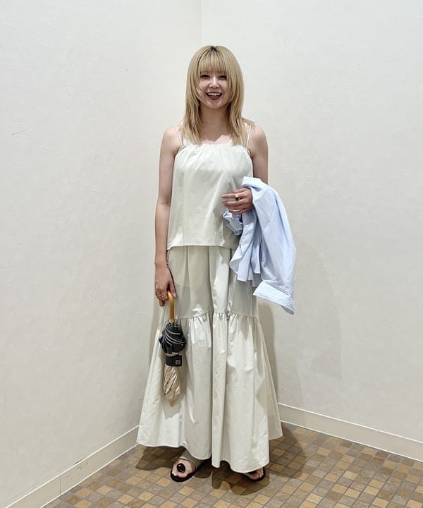 篠崎 香月さんの「BEAMS WOMEN｜丸胴 テレコ タンクトップ」を使ったコーディネート