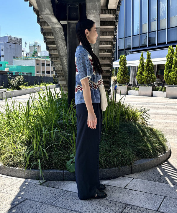 ちりこさんの「BEAMS WOMEN｜Ray BEAMS / ウェーブ ボーダー ニット シャツ」を使ったコーディネート