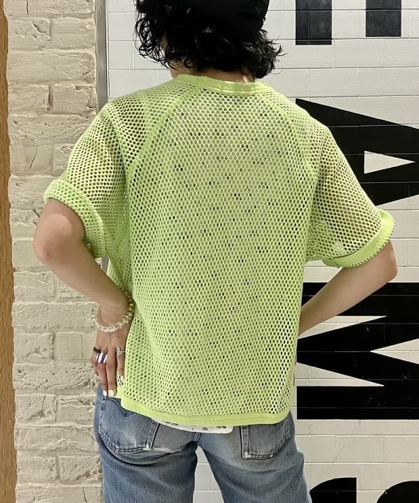 小原 もこさんの「BEAMS WOMEN｜BEAMS BOY / メッシュ リンガー ショートスリーブ Tシャツ」を使ったコーディネート