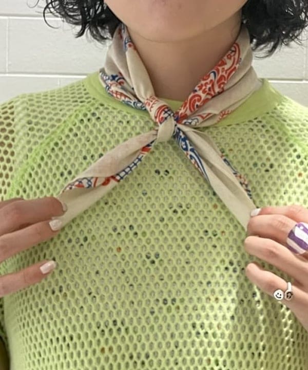 小原 もこさんの「BEAMS WOMEN｜BEAMS BOY / メッシュ リンガー ショートスリーブ Tシャツ」を使ったコーディネート