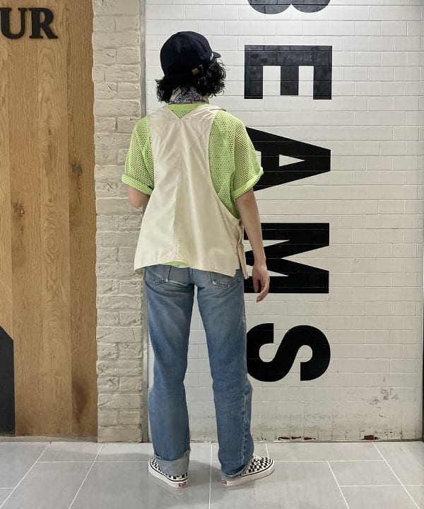 小原 もこさんの「BEAMS WOMEN｜BEAMS BOY / メッシュ リンガー ショートスリーブ Tシャツ」を使ったコーディネート