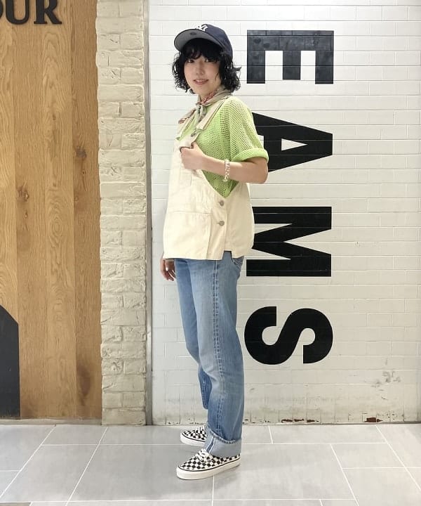 小原 もこさんの「BEAMS WOMEN｜BEAMS BOY / メッシュ リンガー ショートスリーブ Tシャツ」を使ったコーディネート
