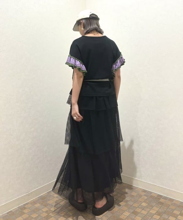 あすかさんの「BEAMS WOMEN｜Ray BEAMS / ライン ニット フリル スリーブ Tシャツ」を使ったコーディネート