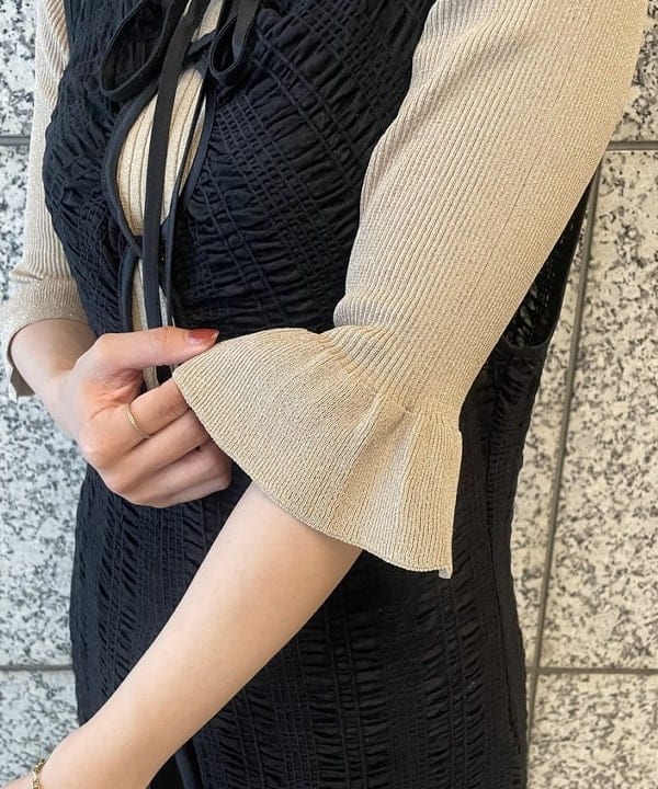 多田 日奈子さんの「BEAMS WOMEN｜maturely / Rame Frill Rib 5Sleeves」を使ったコーディネート