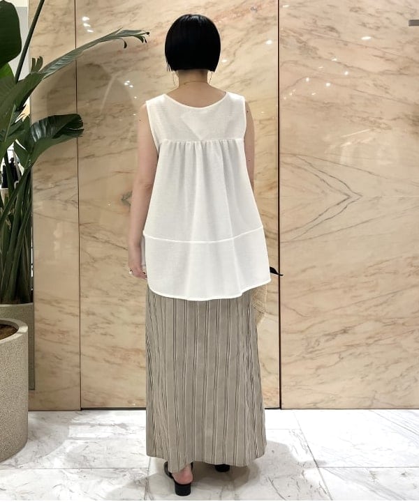 shirakiさんの「BEAMS WOMEN｜Demi-Luxe BEAMS / リネン混 ストライプ スカート」を使ったコーディネート