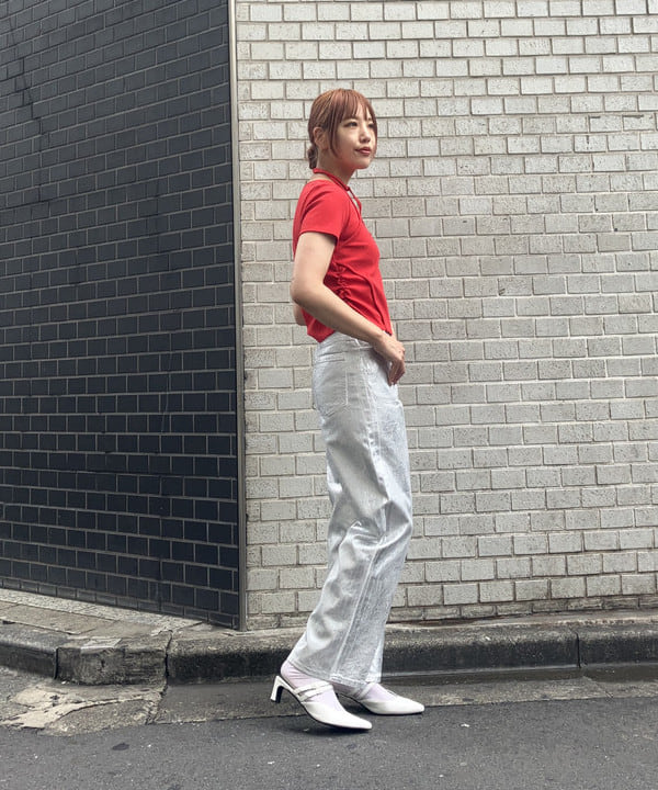 れいなさんの「BEAMS WOMEN｜箔プリント デニムパンツ」を使ったコーディネート