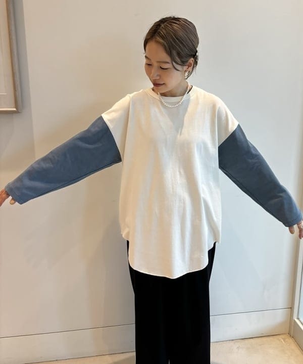 おはぎ(萩原)さんの「BEAMS WOMEN｜SCREEN STARS /?別注 2トーン ロングスリーブ Tシャツ」を使ったコーディネート