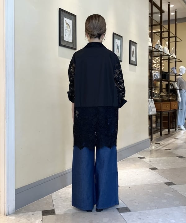 蒲原 捺美さんの「BEAMS WOMEN｜Demi-Luxe BEAMS / レース コンビ シャツ」を使ったコーディネート