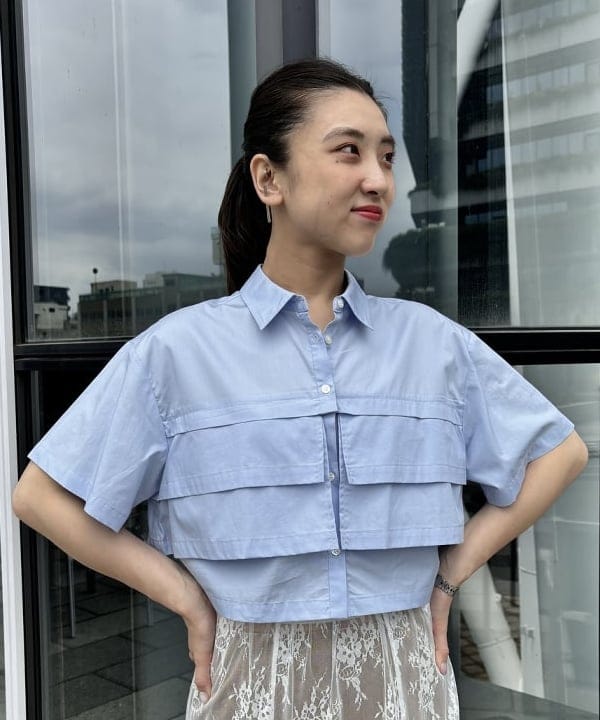 ちりこさんの「BEAMS WOMEN｜Ray BEAMS / ティアード クロップド シャツ」を使ったコーディネート