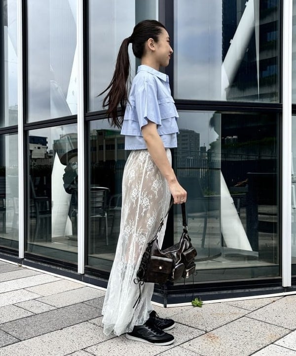 ちりこさんの「BEAMS WOMEN｜Ray BEAMS / ティアード クロップド シャツ」を使ったコーディネート