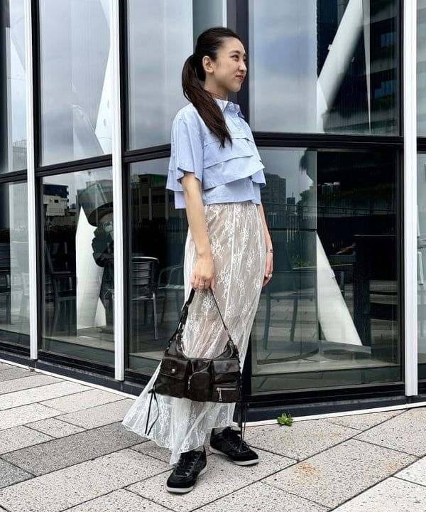 ちりこさんの「BEAMS WOMEN｜Ray BEAMS / ティアード クロップド シャツ」を使ったコーディネート