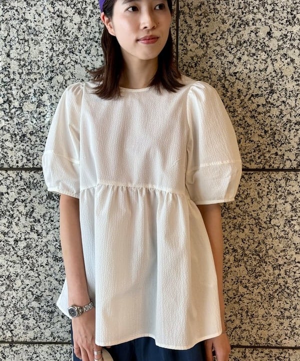はやしあかねさんの「BEAMS WOMEN｜Ray BEAMS / ランタンスリーブ ギャザー ブラウス」を使ったコーディネート