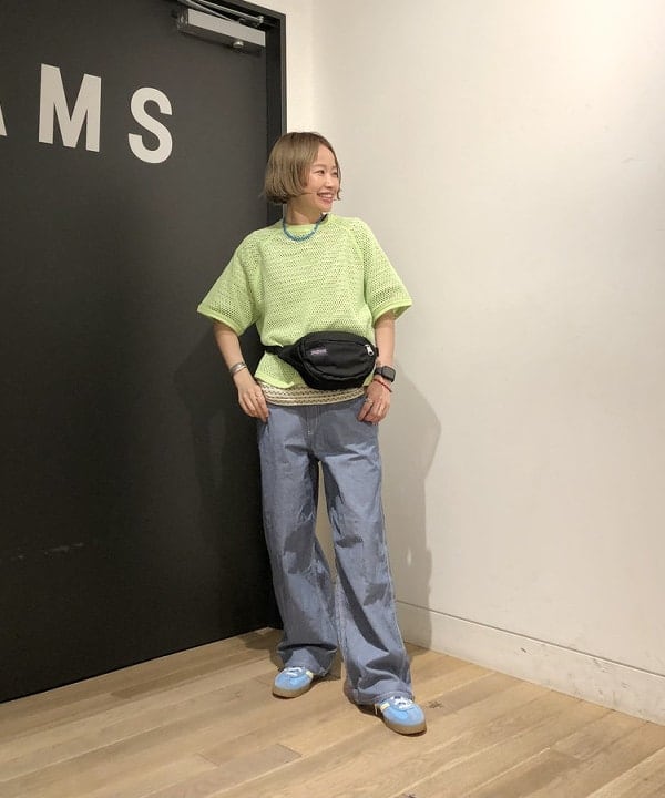 おはぎ(萩原)さんの「BEAMS WOMEN｜BEAMS BOY / メッシュ リンガー ショートスリーブ Tシャツ」を使ったコーディネート