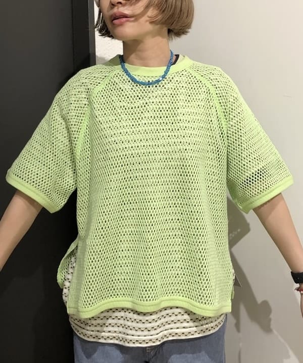 おはぎ(萩原)さんの「BEAMS WOMEN｜BEAMS BOY / メッシュ リンガー ショートスリーブ Tシャツ」を使ったコーディネート