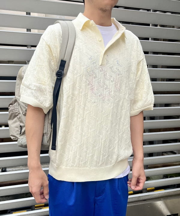 高遠 恒巳さんの「BEAMS WOMEN｜BEAMS / メッシュ ニット ポロシャツ」を使ったコーディネート