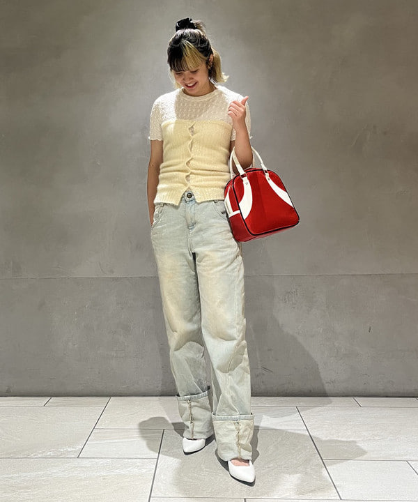 前田 優衣さんの「BEAMS WOMEN｜シュリンク メロー ハーフスリーブ Tシャツ」を使ったコーディネート