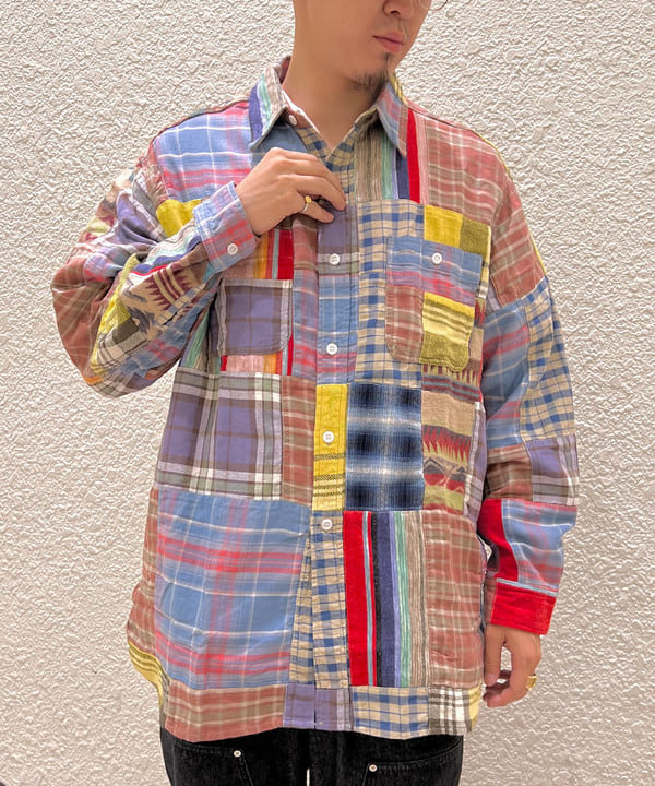 石郷岡 稜さんの「インディアン フランネル パッチワーク ワークシャツ」を使ったコーディネート