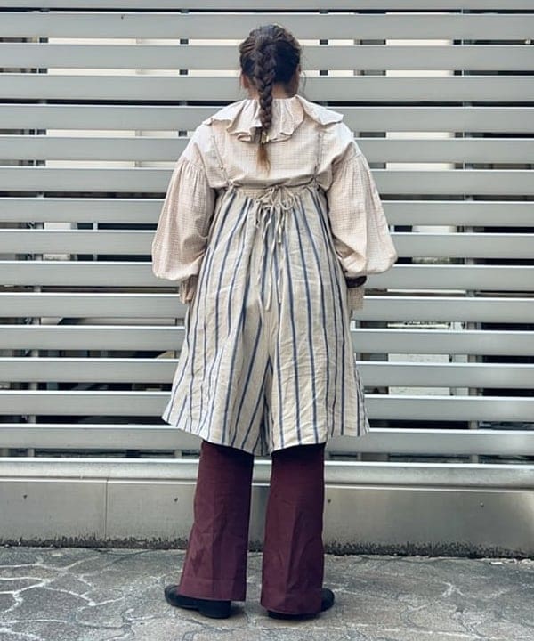 おとむさんの「BEAMS WOMEN｜チェック フリルカラー シャツ」を使ったコーディネート