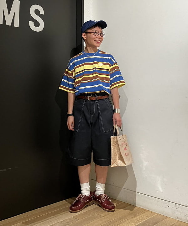 土田 達也さんの「BEAMS WOMEN｜BEAMS / マルチボーダー Tシャツ」を使ったコーディネート