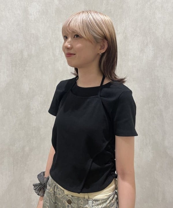 加歩さんの「BEAMS WOMEN｜リブ キリカエ ホルターネック Tシャツ」を使ったコーディネート