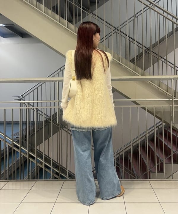 もえのさんの「BEAMS WOMEN｜テレコ リブ クルーネック トップス」を使ったコーディネート