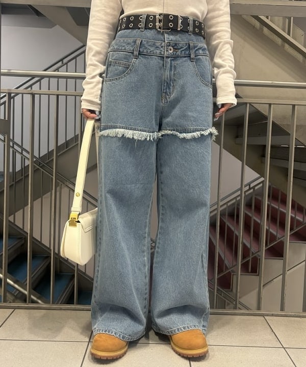 もえのさんの「BEAMS WOMEN｜テレコ リブ クルーネック トップス」を使ったコーディネート