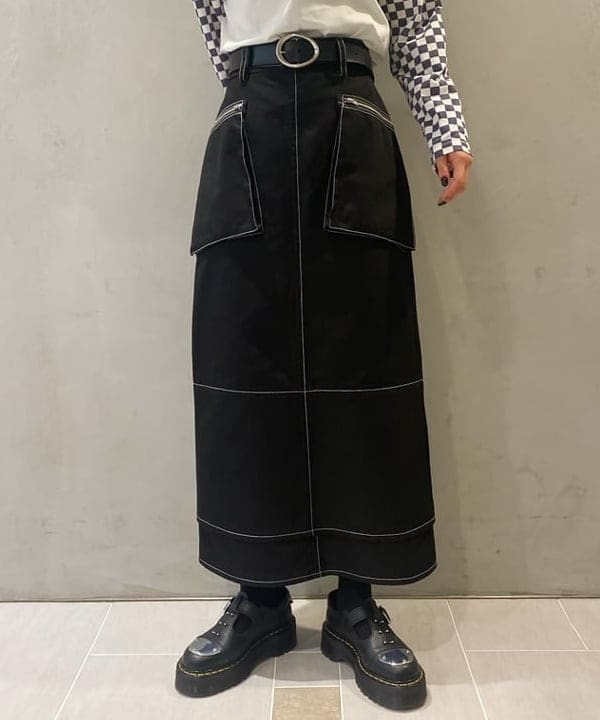 りかちょび/岸本梨佳さんの「BEAMS WOMEN｜シルバー バックル ベルト」を使ったコーディネート