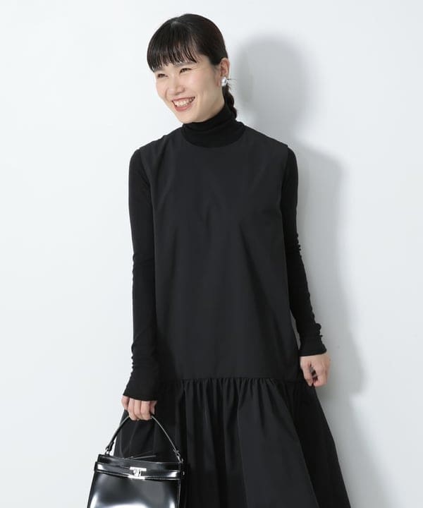 AONO SHIKAMAさんの「BEAMS WOMEN｜タフタ ティアード ワンピース」を使ったコーディネート