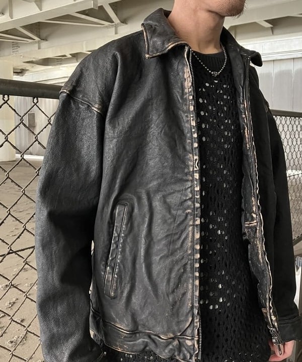 ホサカさんの「BEAMS WOMEN｜ユーズド加工 レザージップブルゾン」を使ったコーディネート