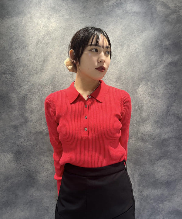 星野 真依さんの「BEAMS WOMEN｜リブ ニット ポロ」を使ったコーディネート