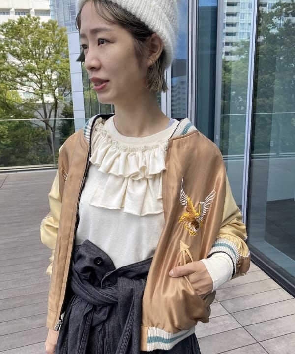 Kaoru Sakumaさんの「BEAMS WOMEN｜テーラー東洋 / 別注 イーグル ドラゴン & ジャパンマップ スカジャン」を使ったコーディネート