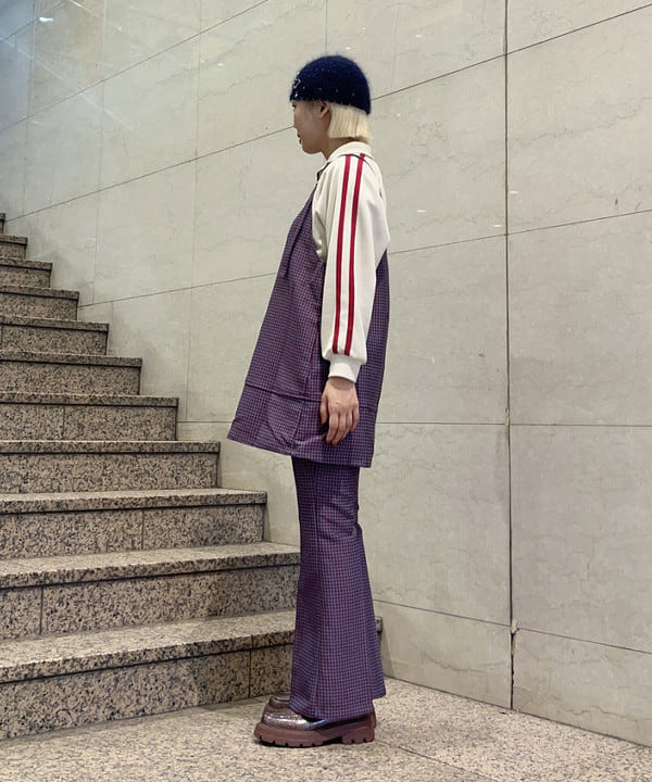 あさひさんの「BEAMS WOMEN｜ジャカード チェック フレア パンツ」を使ったコーディネート