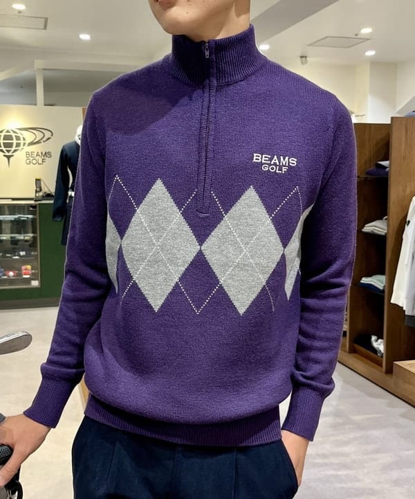 新品 ビームスゴルフ サイド釦タートルネックカットソー 紺 M *CD1387 ビームス ゴルフ 玉川髙島屋S・C店（1139703） スタイリング
