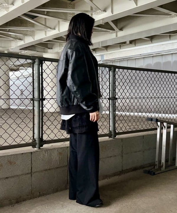 翔さんの「BEAMS WOMEN｜レザー ボマージャケット」を使ったコーディネート