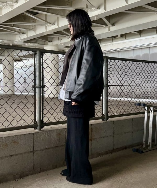 翔さんの「BEAMS WOMEN｜レザー ボマージャケット」を使ったコーディネート