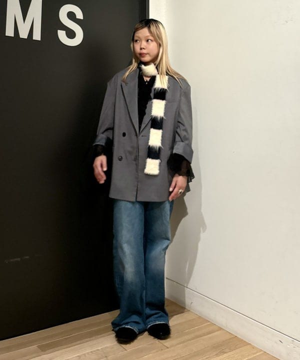 sakuraさんの「BEAMS WOMEN｜スリム ニット ボーダー マフラー」を使ったコーディネート