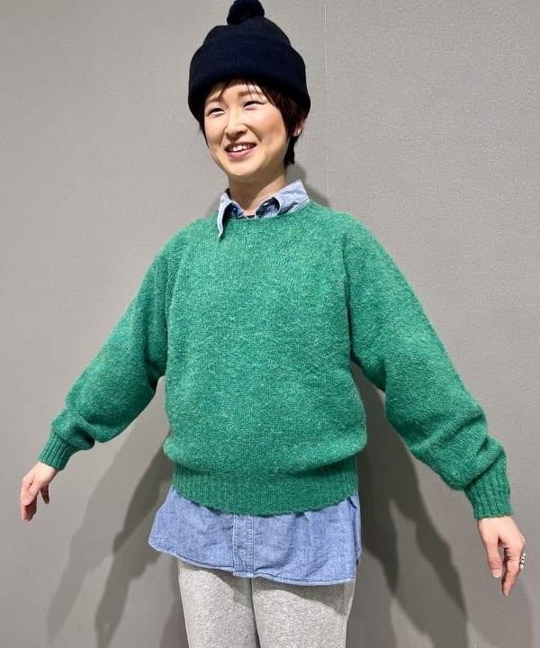 木村 梨香さんの「BEAMS WOMEN｜Nor&rsquo;Easterly / 別注 シェットランド シャギー ビッグ クルー ニット」を使ったコーディネート