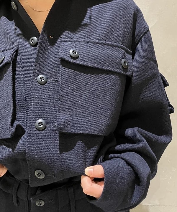モモさんの「BEAMS WOMEN｜ウール カルゼ ミリタリー シャツ ジャケット」を使ったコーディネート