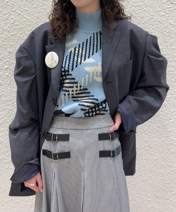 AKIさんの「ビッグ チェック ハイネック ニット」を使ったコーディネート