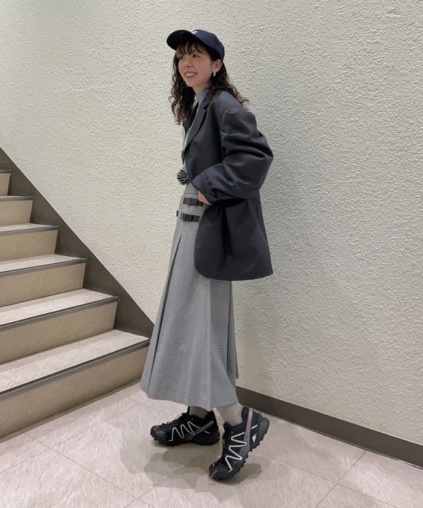 AKIさんの「ビッグ チェック ハイネック ニット」を使ったコーディネート